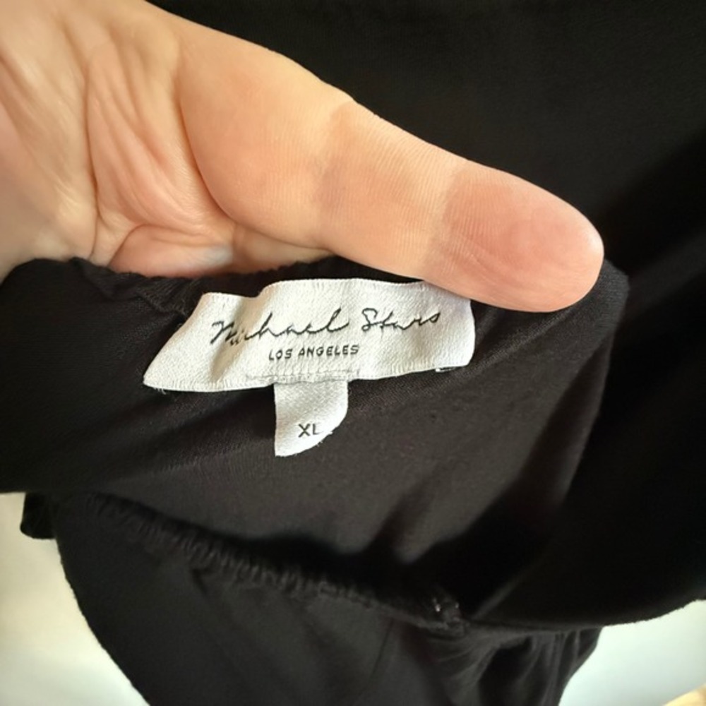 Black Tie-Back Maxi Dress |‎ Cotton Blend Minimalist Style XL - Picture 5 of 7